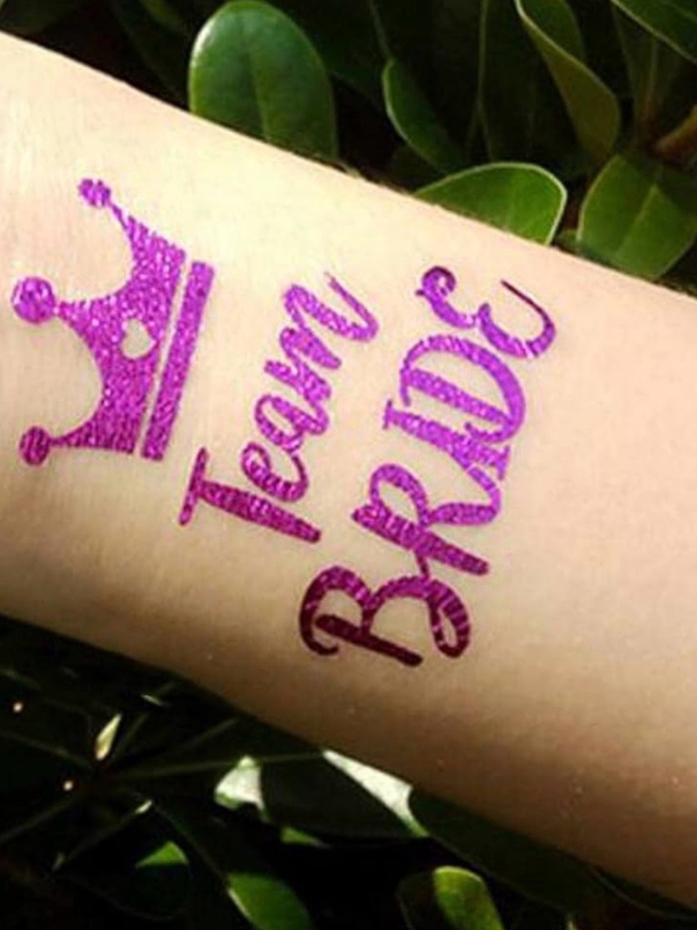 10 PCS Bachelorette Team Bride Metallic Temporary Tattoos – Pink/Purple